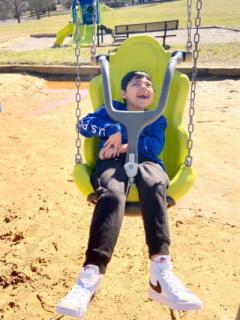 Sal Giodano enjoying a afternoon swinging at Donaldson Park ☀️